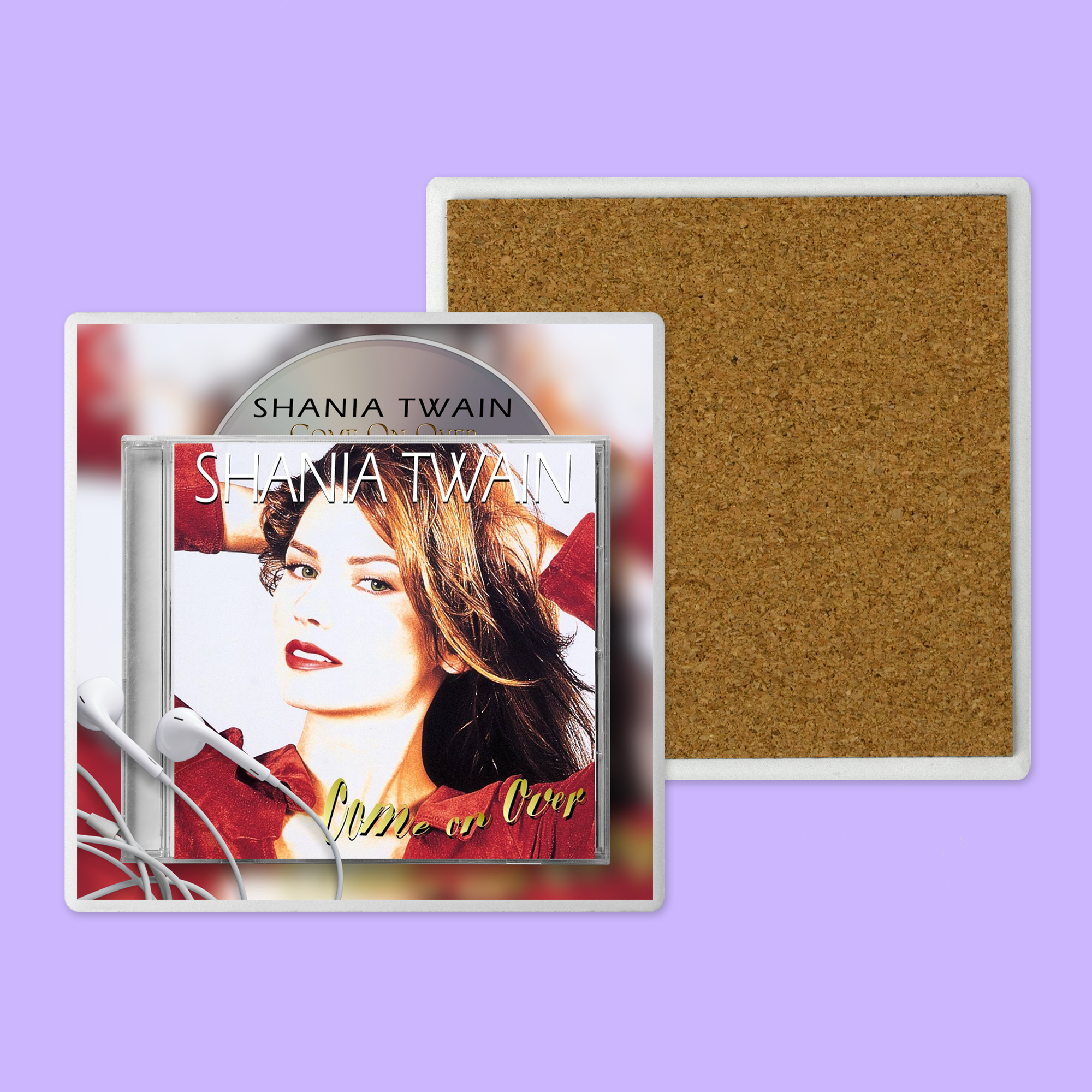 Throwback Shania Twain CD Coaster - Come On Over (Square)
