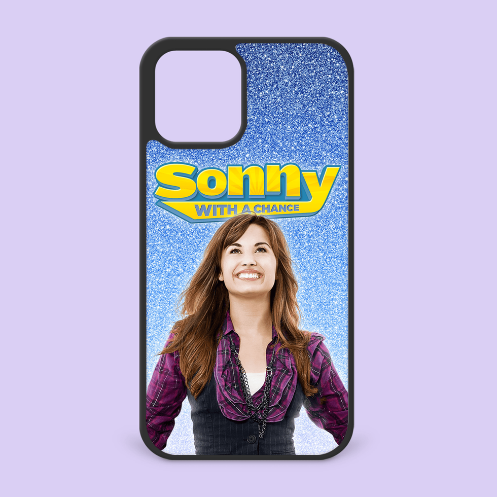 Sonny With A Chance phone case with Demi Lovato on a glitter background
