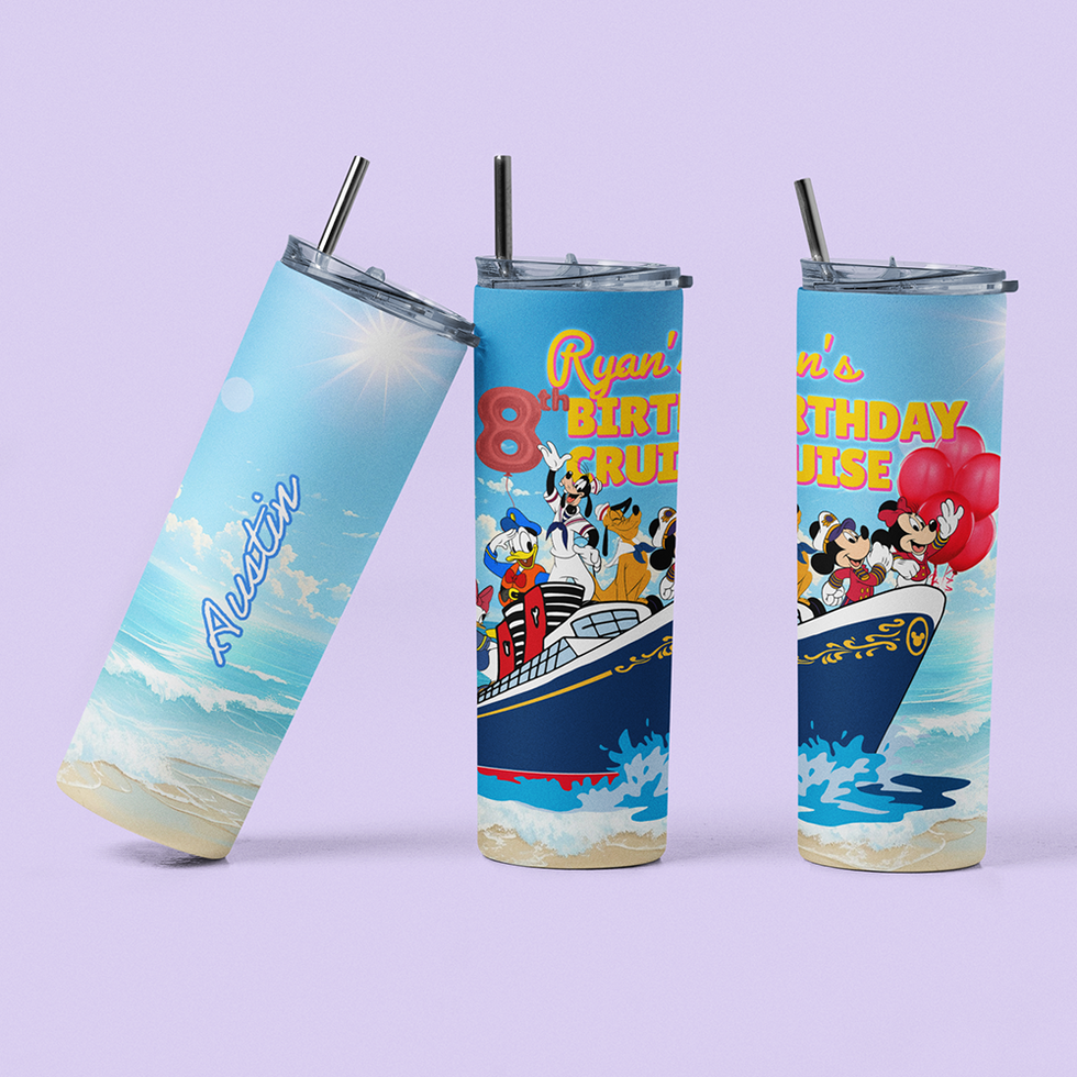 Three custom Disney cruise tumblers: