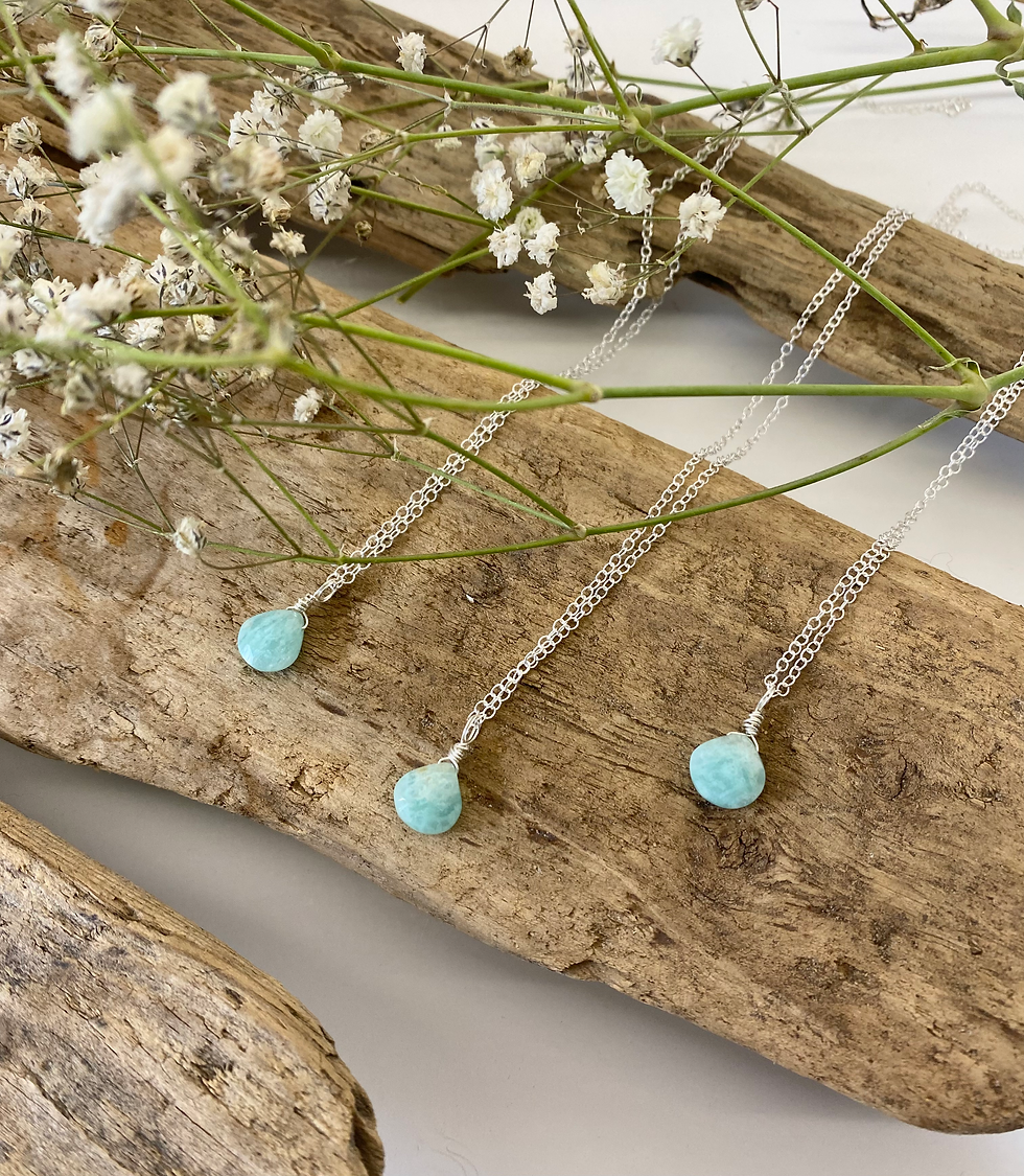Thumbnail: Amazonite Droplet Pendant Necklace