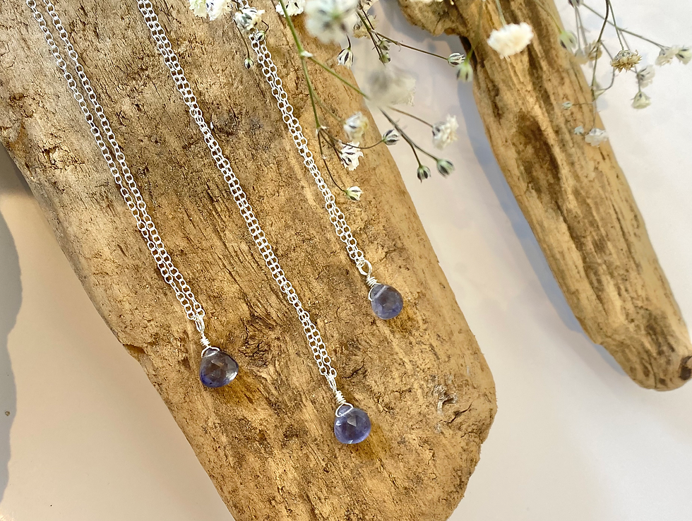 Thumbnail: Iolite Droplet Crystal Necklace
