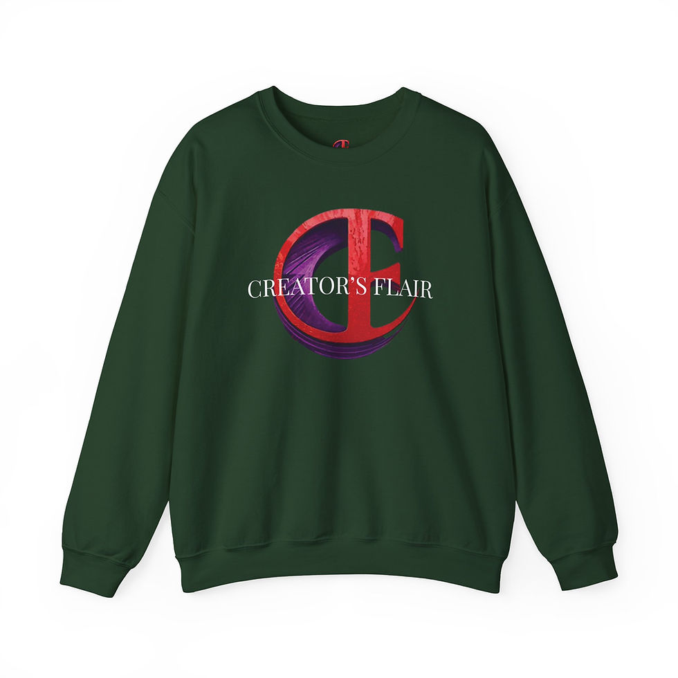 Thumbnail: Green Crewneck Sweatshirt with "Creator's Flair" Text and a 