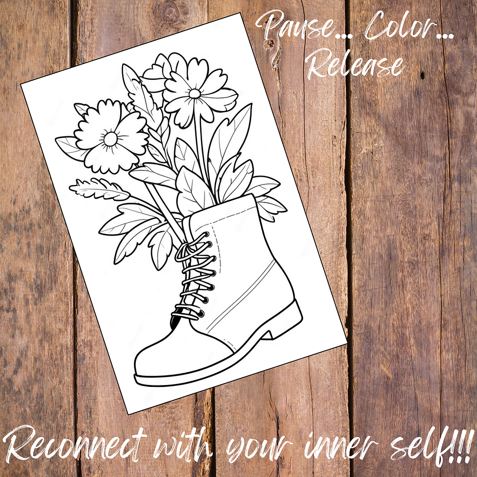 Thumbnail: Line drawing of a boot with flowers and text, 
