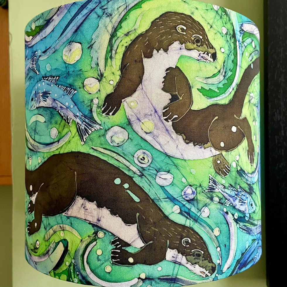 Thumbnail: Swimming Otters & Fish Lampshade