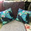 Thumbnail: Starlings Cushion 40cm x 40cm. Feather pad. Batik design printed on chenille.