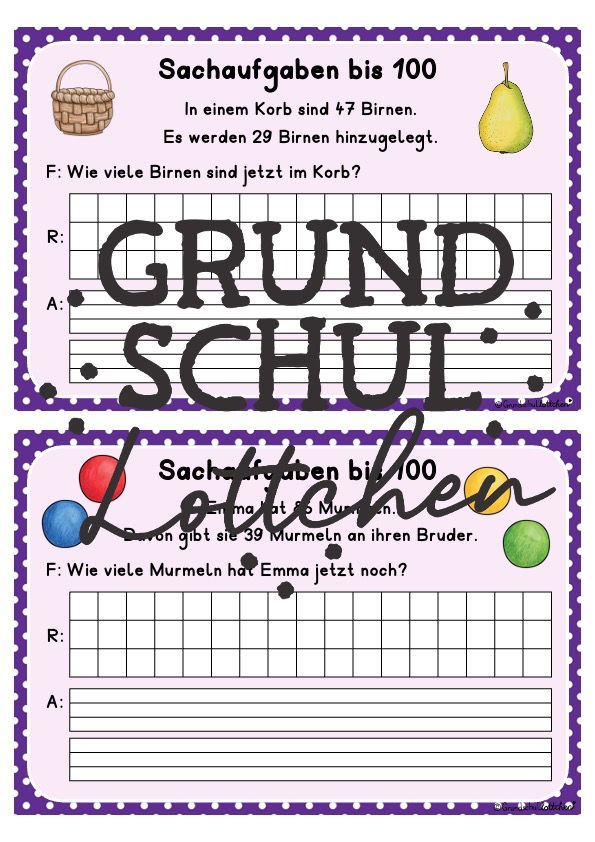 Miniaturbild: Sachaufgaben - Mathekartei Kl 2