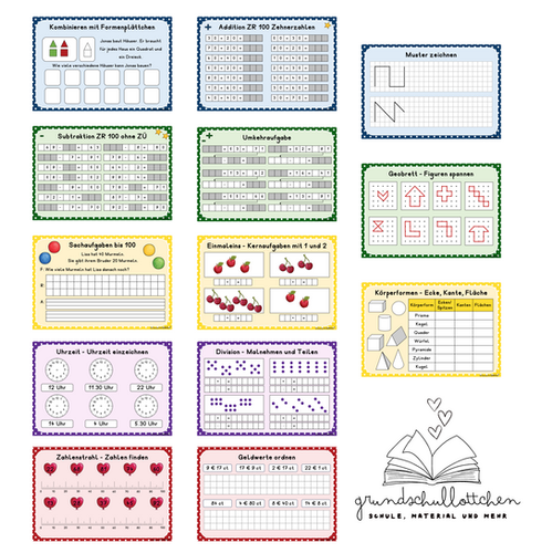 Mathekartei Kl 2 Set | Grundschullottchen