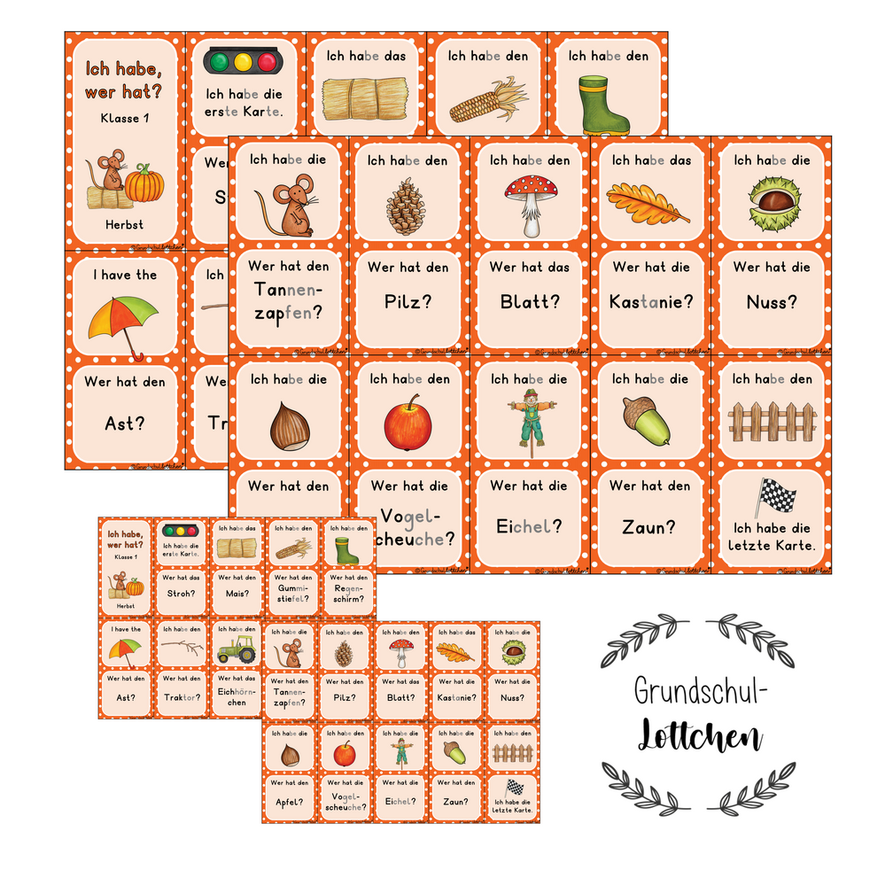 Lesespiel Herbst und Zeilenhäuser