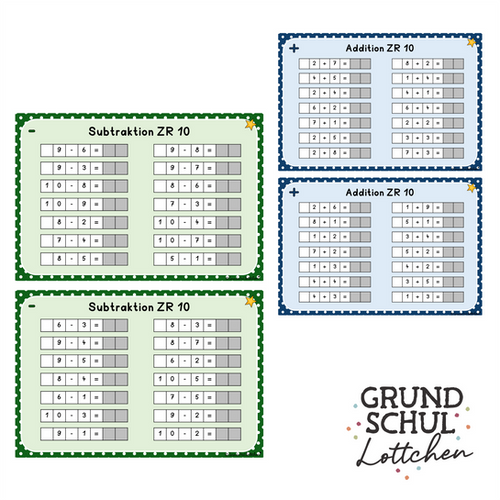 Rechnen bis 10 - Mathekartei Kl 1 | Grundschullottchen