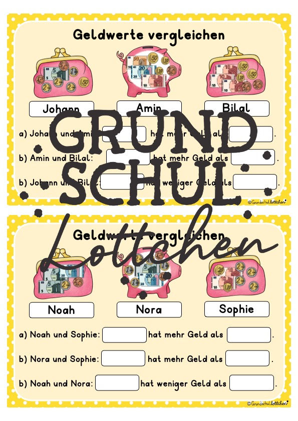 Miniaturbild: Geld - Mathekartei Kl 2