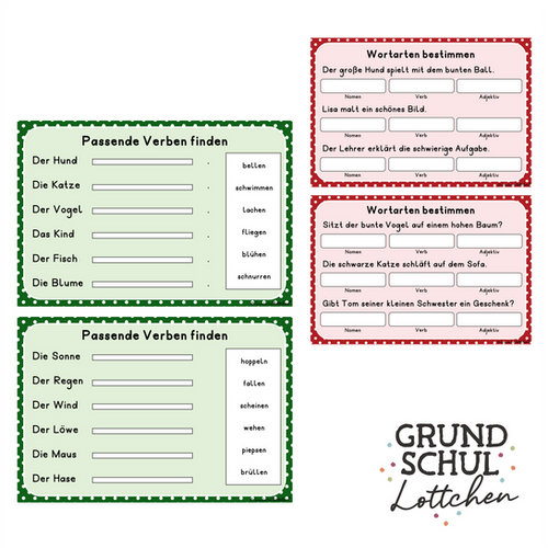 Wortarten - Deutschkartei Klasse 3 | Grundschullottchen