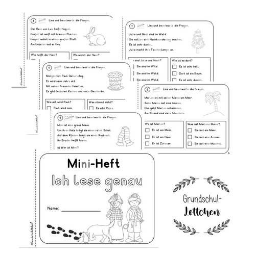 Miniheft "Ich lese genau" | Grundschullottchen