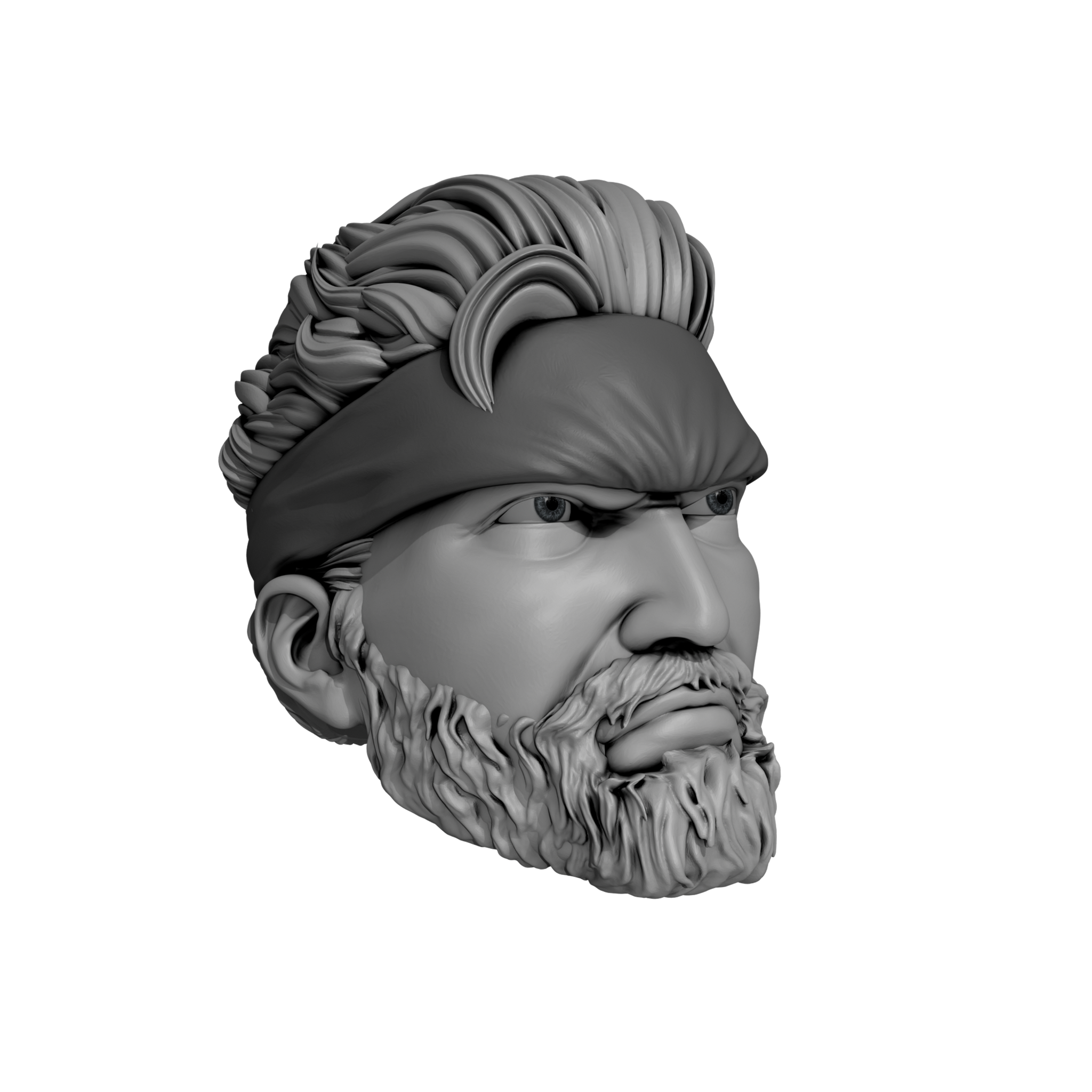 1/6 Scale Head [Unpainted]: Solid Snake v1 (Bearded)