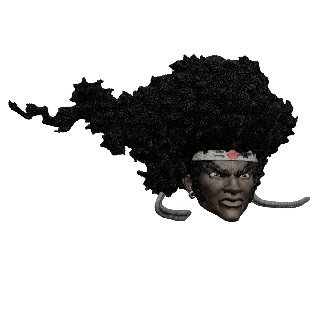 1:18 to 1:6 Scale Head [Unpainted]: Afro Samurai Warrior (Neutral)
