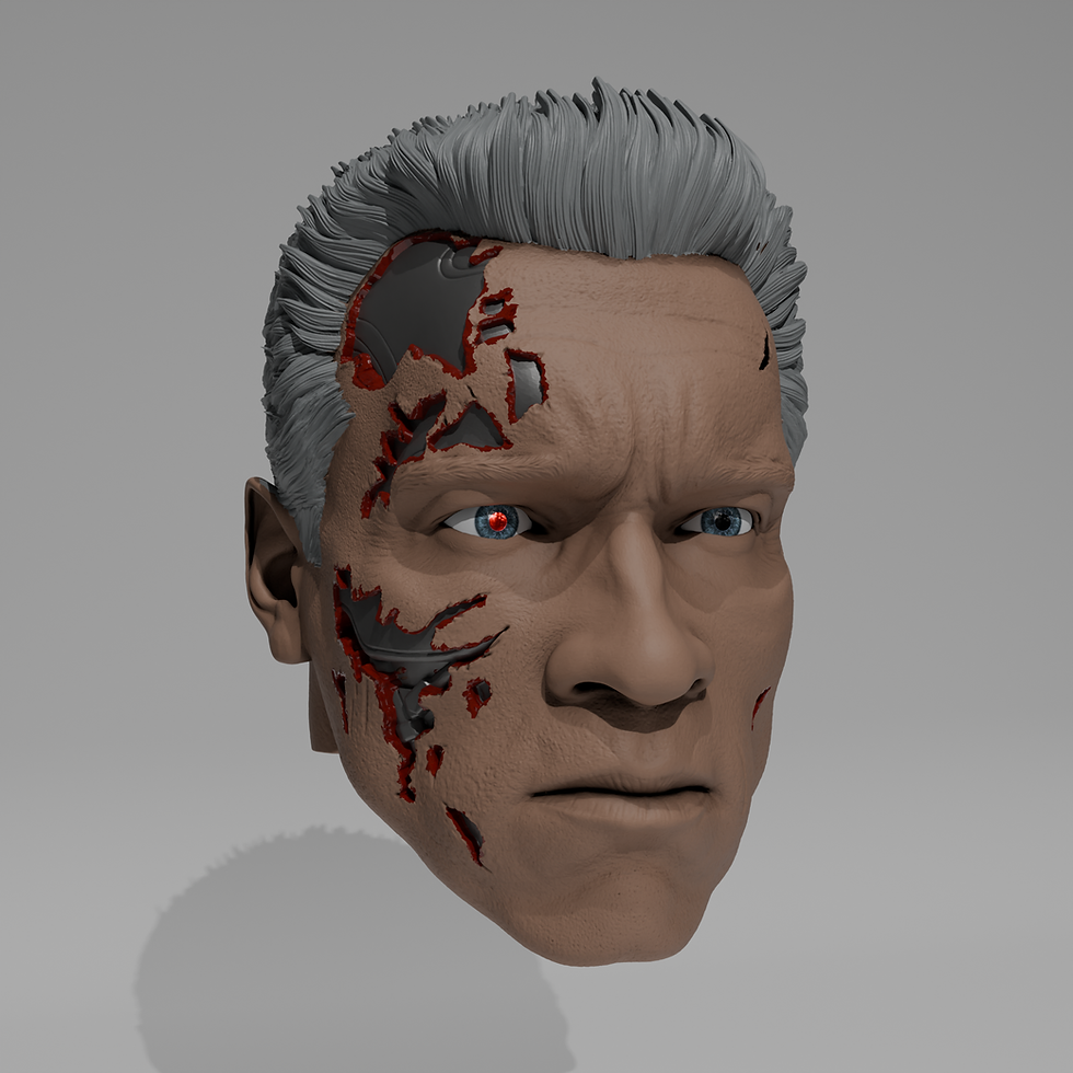Thumbnail: 1/12 Scale Head [Unpainted]: Battle Damaged Arnold (Terminator)