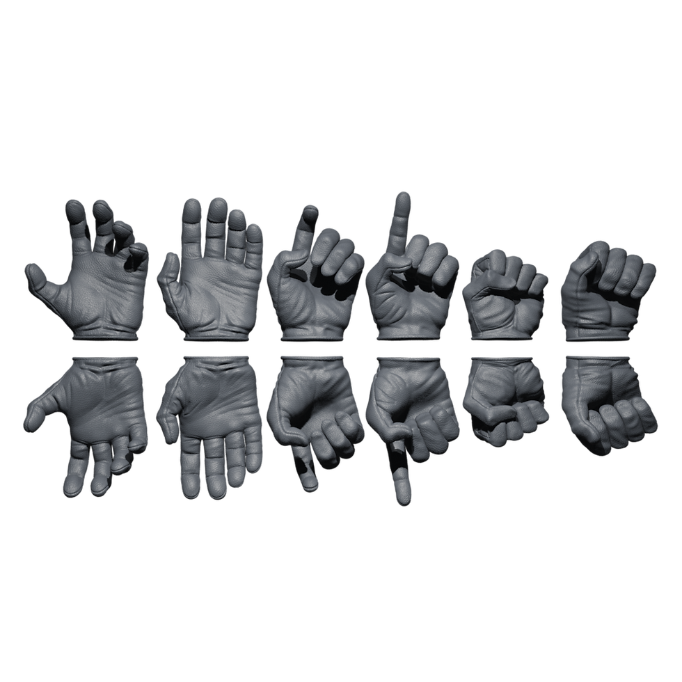 Thumbnail: 1/12 Scale Hands: Leather Gloved (Multiple Color Options)