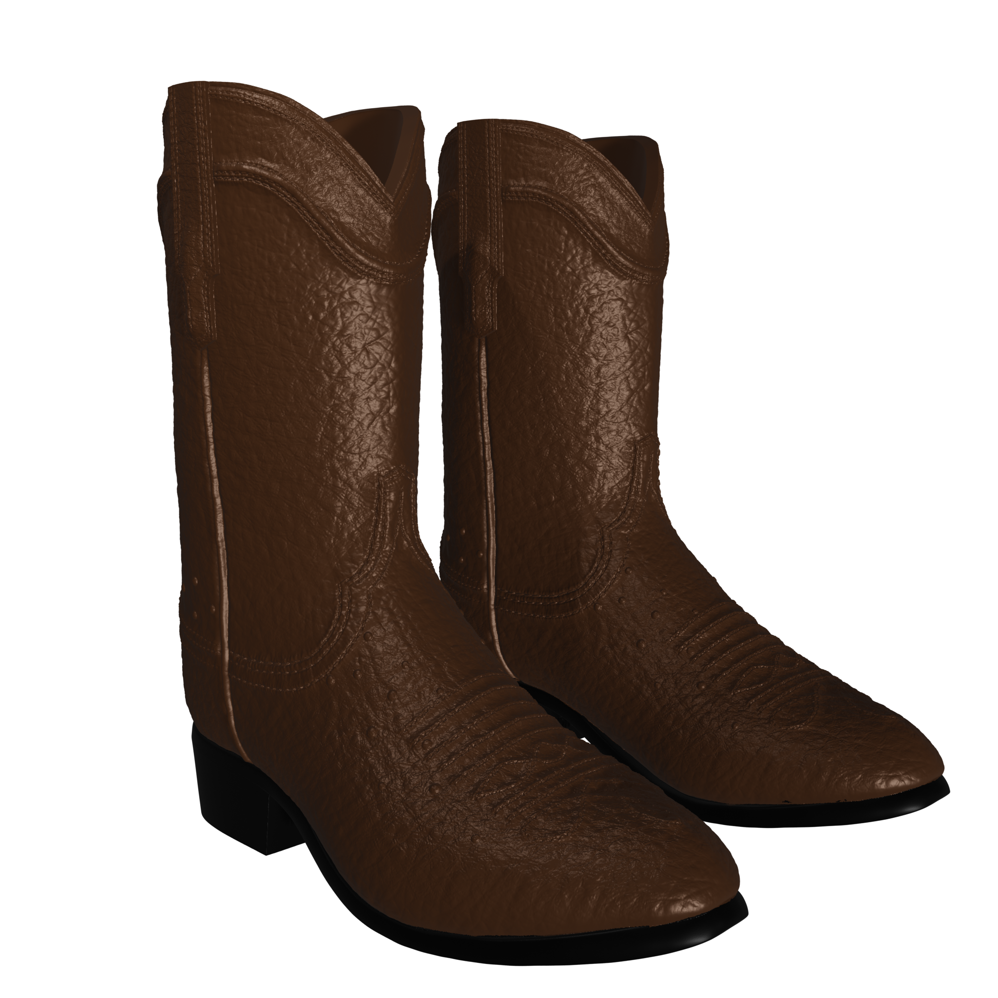 STL File: Cowboy Boots (Ostrich Skin)