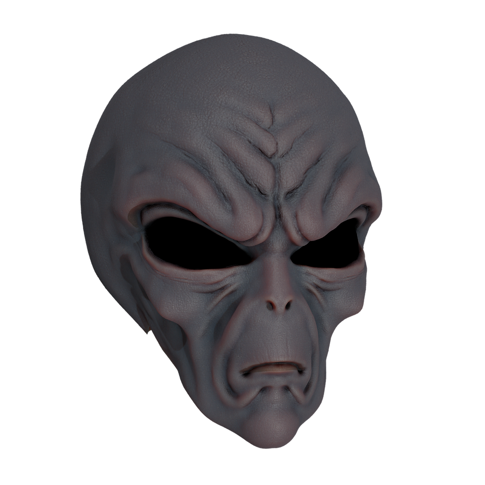 Thumbnail: 1/12 Scale Head [Unpainted]: Gray Alien (Neutral Expression)
