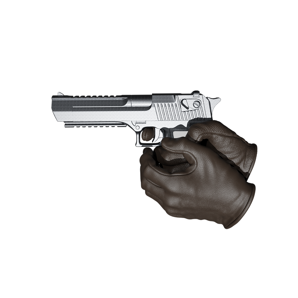 Action Figure Hands (Only): Leather Gloves (Pistol Qty2)