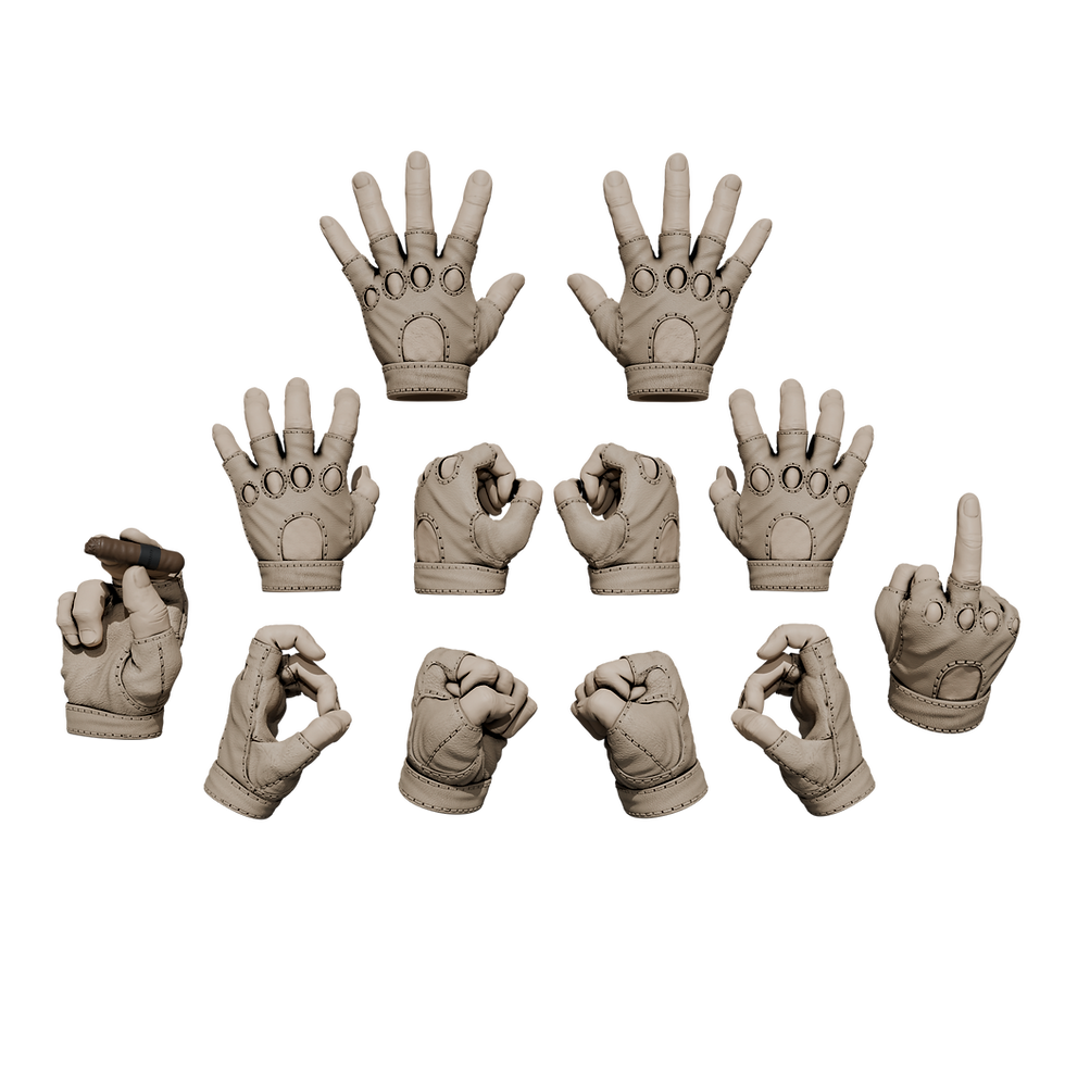 Thumbnail: 1/12 Scale Hands: Leather Gloved-Fingerless (Multiple Color Options)
