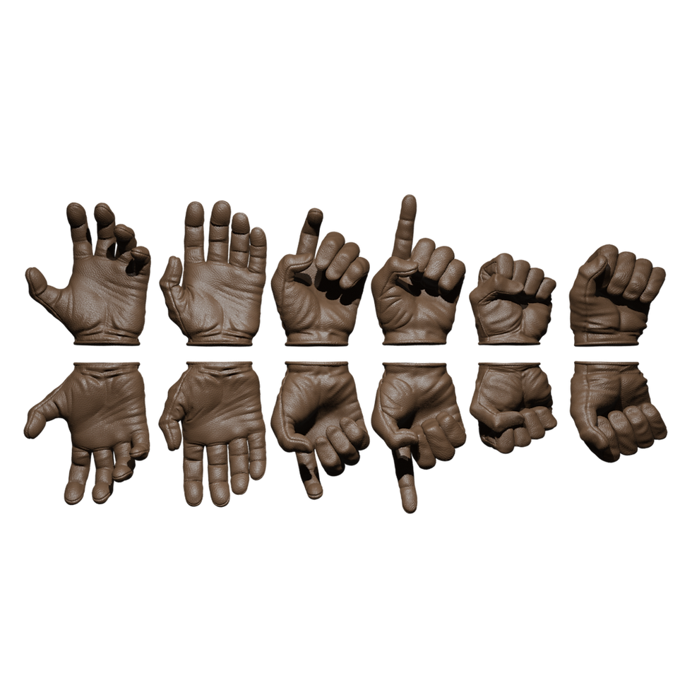 Thumbnail: 1/12 Scale Hands: Leather Gloved (Multiple Color Options)