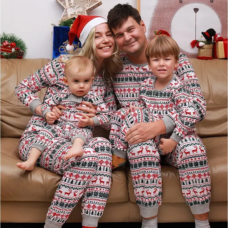 Thumbnail: Christmas Family Matching Pyjamas Set™ | Festive Xmas Sleepwear for Parents, Kid