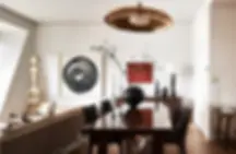 interior of contemporary art home featuring a collection of modern artworks