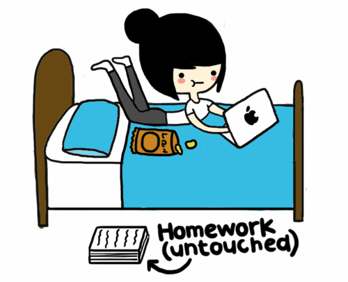 jeune fille qui procrastine au lieu d'étudier