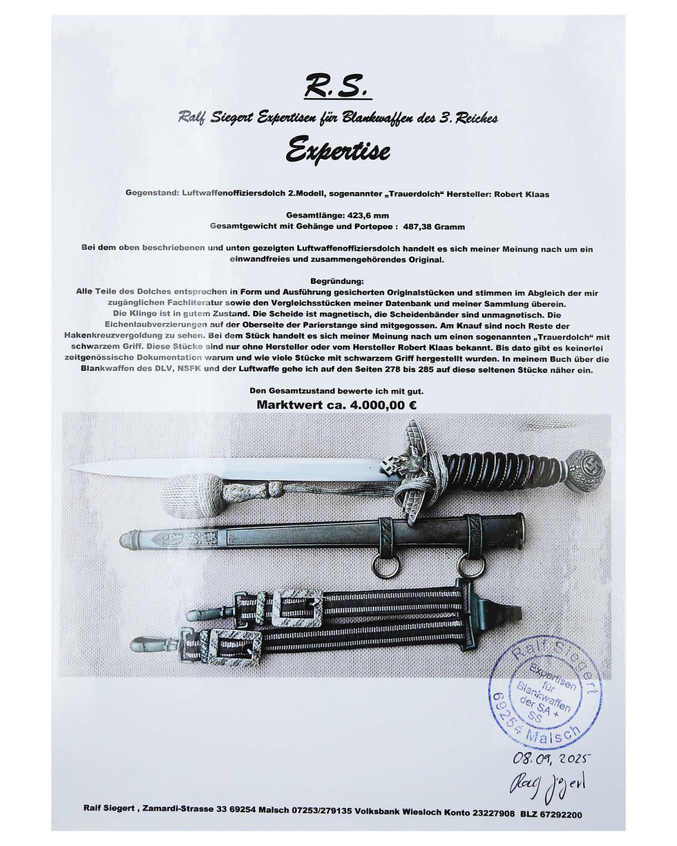 Thumbnail: Luftwaffe “Funeral”  Dagger [1937] with Hangers&Portepee by R. Klaas, Solingen