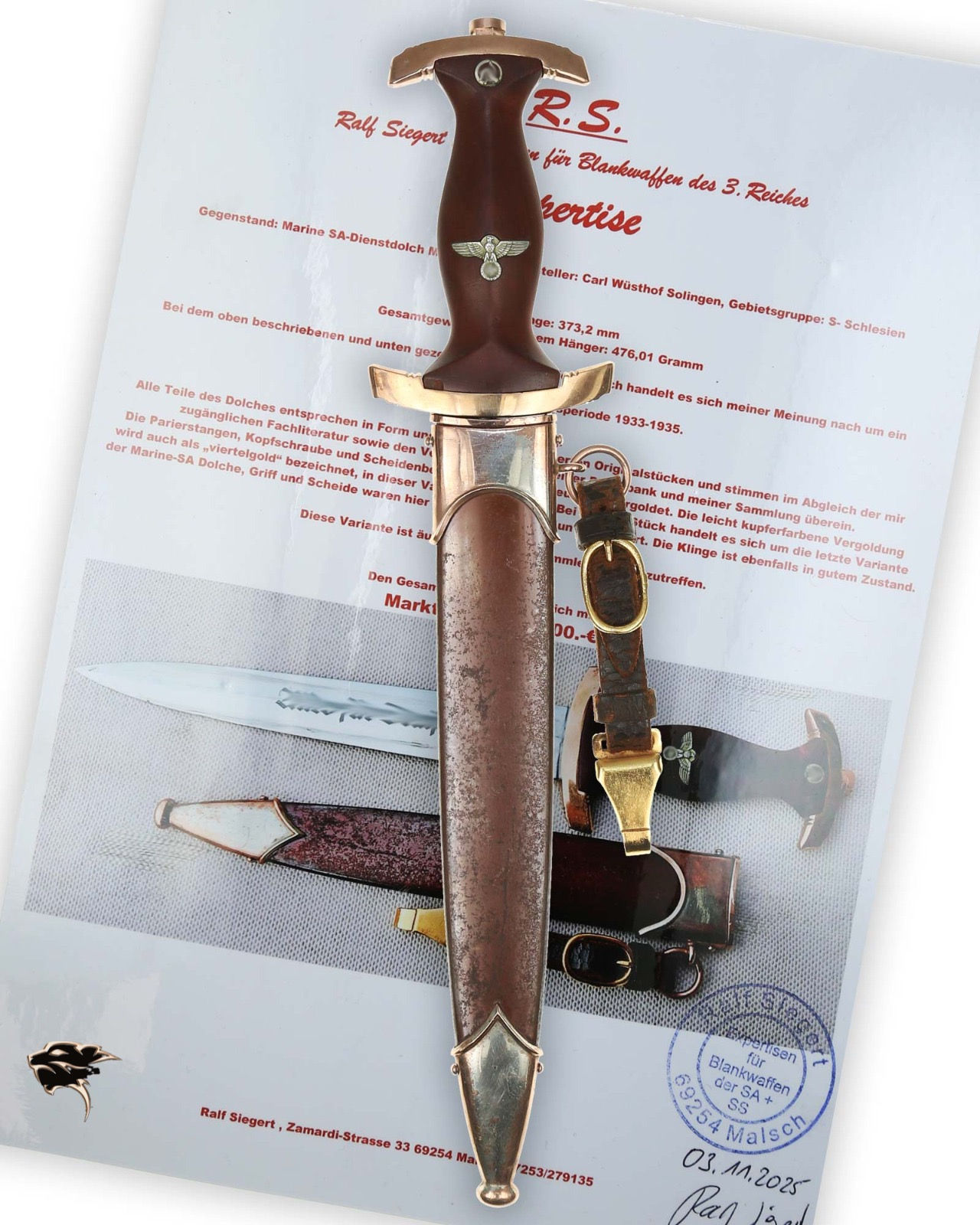 Marine-SA-Dagger [Early Version] by Carl Wüsthof Solingen