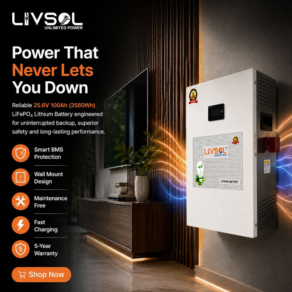 Thumbnail: Lithium Battery (LiFePo4) 25.6V, 100Ah, 2560Wh, 5 Year Warranty