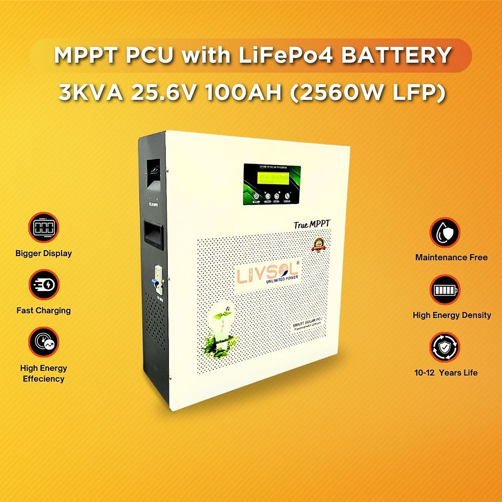 Livsol 3KVA Wall-Mountable MPPT Inverter with 25.6V 100Ah LiFePO4 Batter