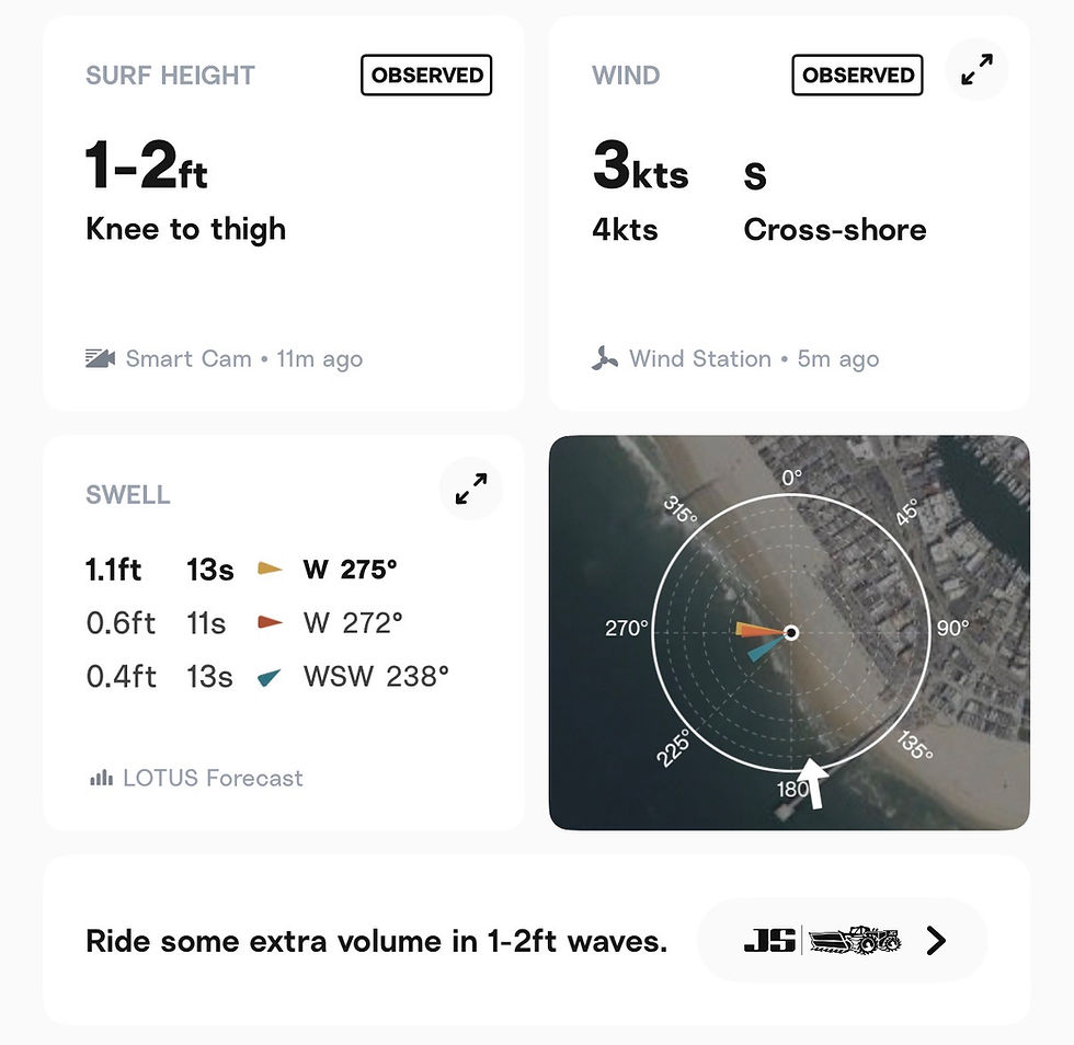 Very small day at our beloved Blackies. Surfline image of swells from the W and WSW, adding up to a 1-2 foot day.