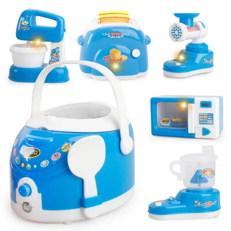 Thumbnail: Children's Pretend Kitchen Set - Light & Sound Play, colorful ABS plastic toy kitchen with light & sound features, accessorie