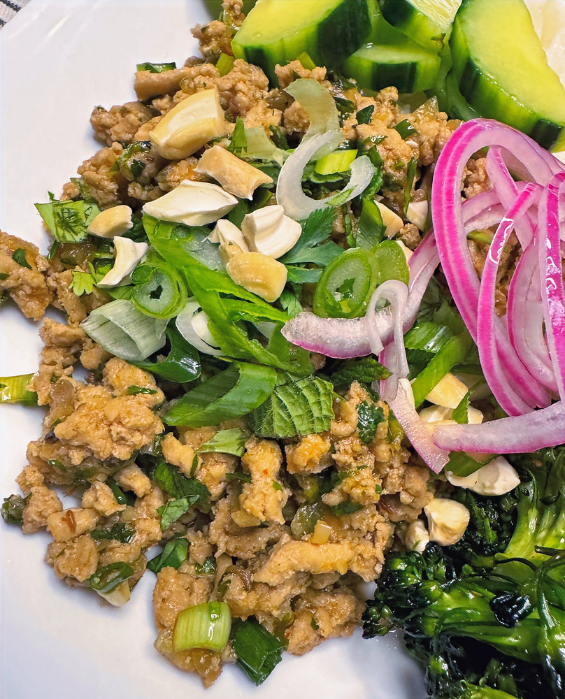 Crispy Rice Larb Chicken Larb