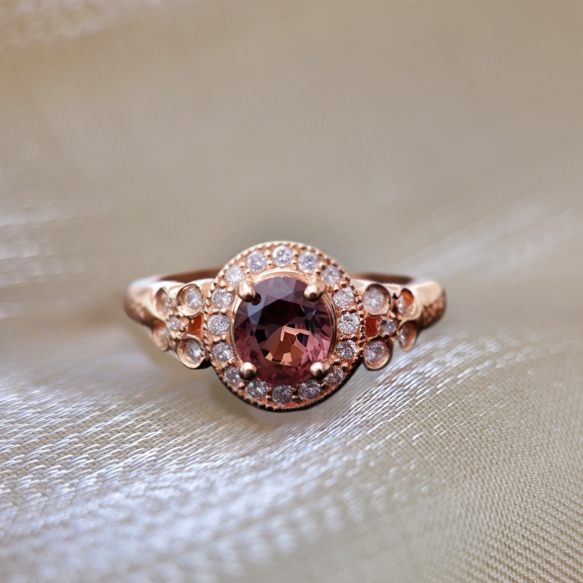 Pink Tourmaline Ring - Celestial Petal Elegance