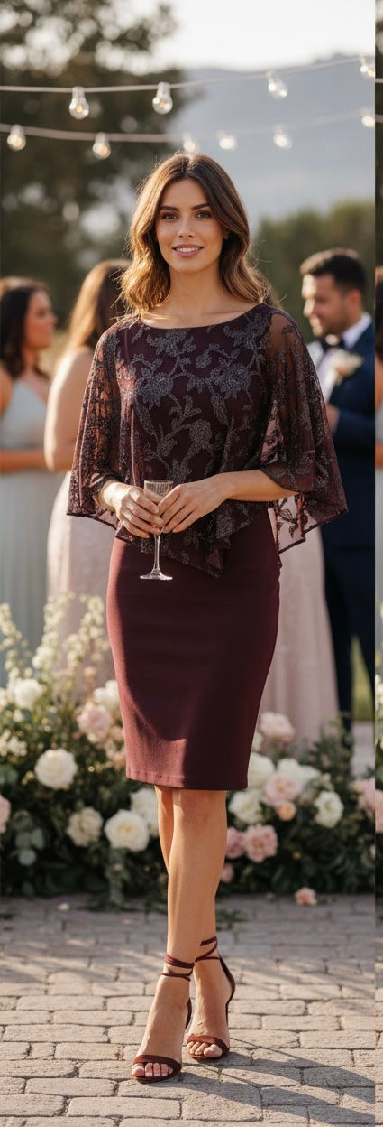 Connected Apparel dress - Small 6 - Burgundy