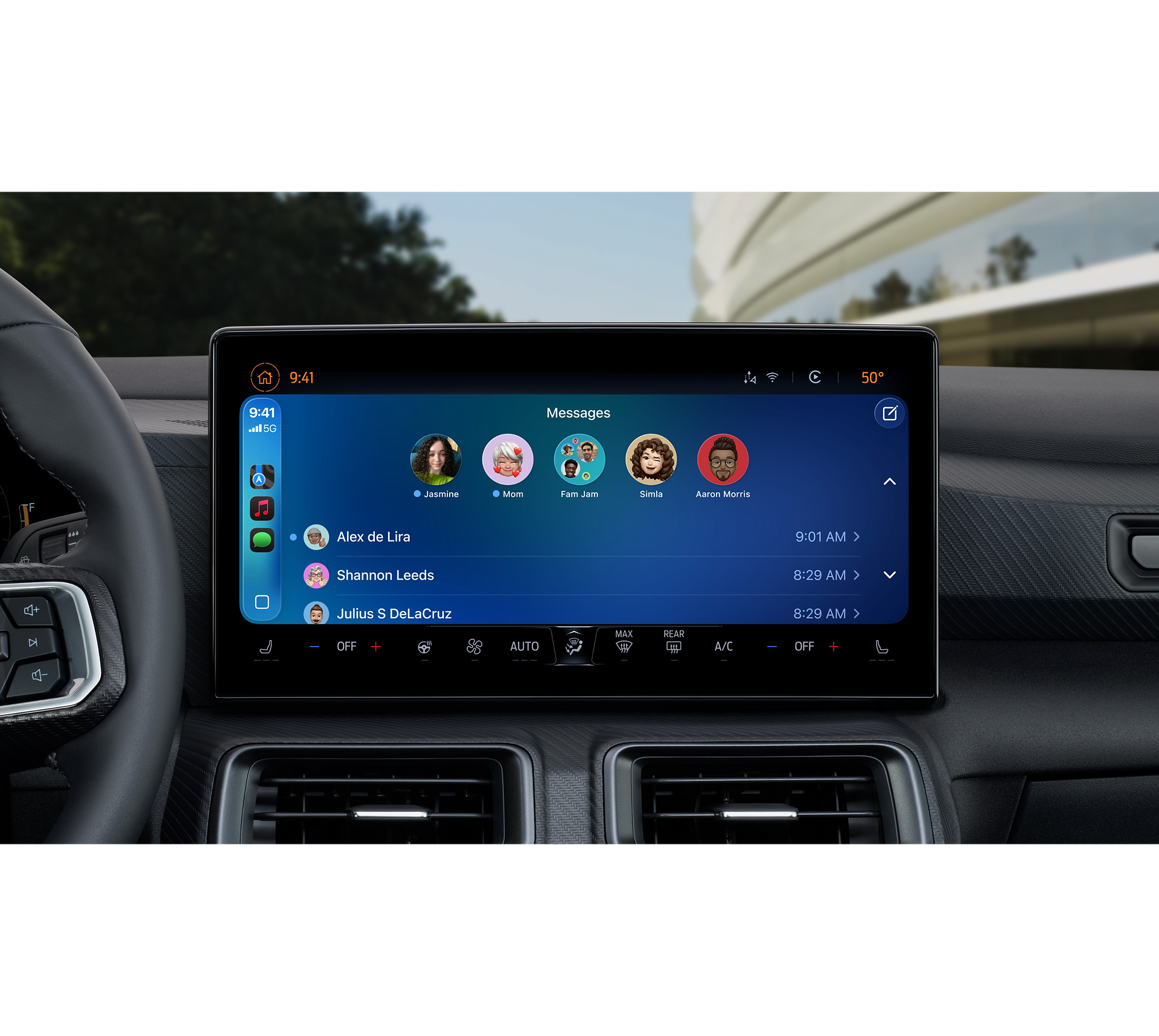 Conversations épinglées au sein de Messages affichées dans CarPlay.