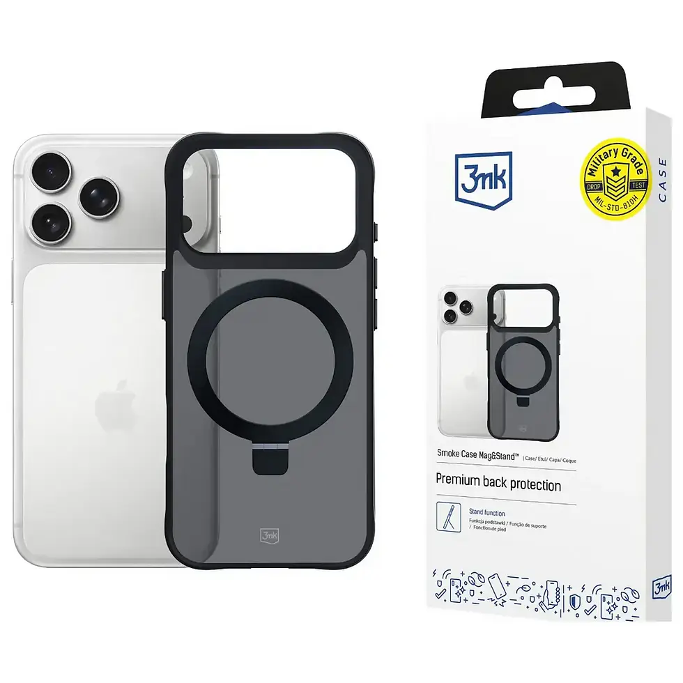 Miniature : Coque iPhone 17 Pro Max MagSafe 3mk Smoke Case MagStand - Mageek Store Revendeur Agrée Apple Tunisie