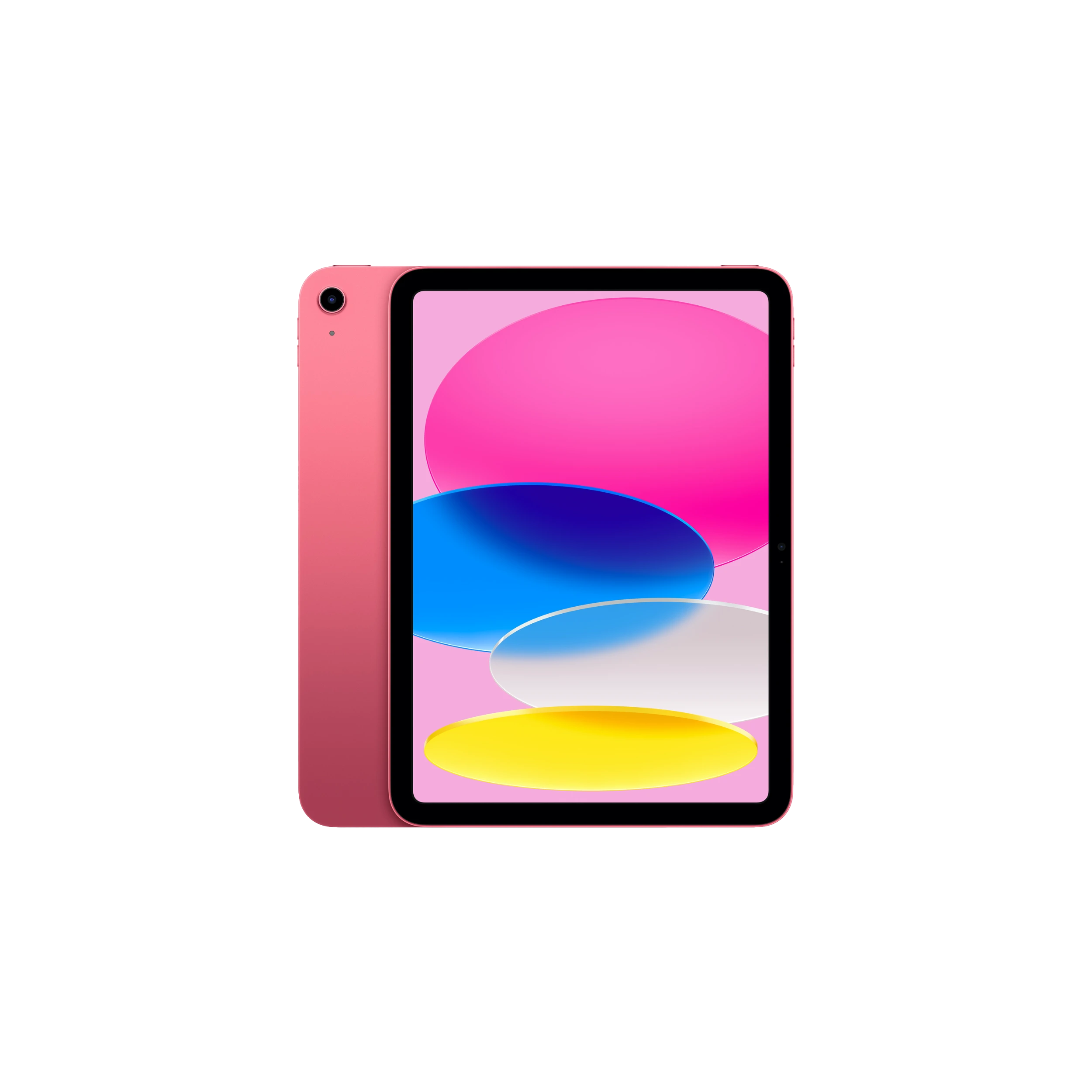 L'iPad arbore un design tout écran décliné en quatre finitions (bleu, argent, rose, jaune)