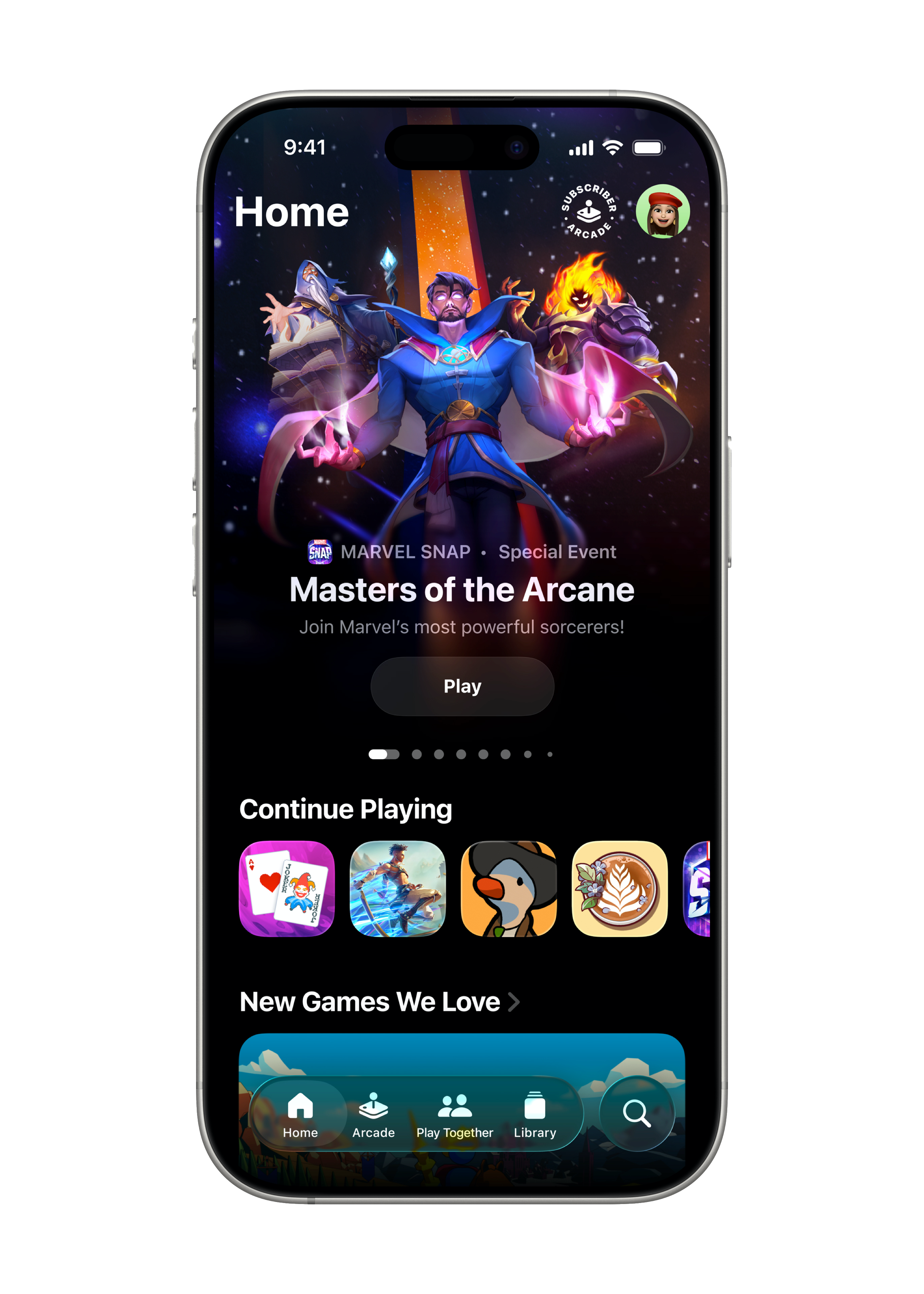 La nouvelle app Jeux d’Apple est affichée sur un iPhone 16 Pro.