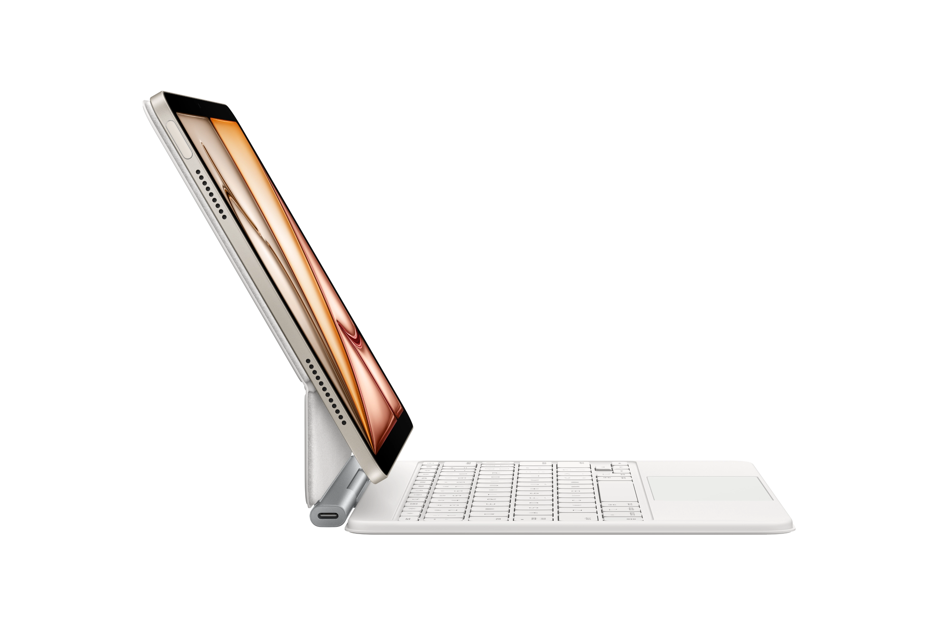 magic keyboard français blanc compatible ipad air m3 vue de profil