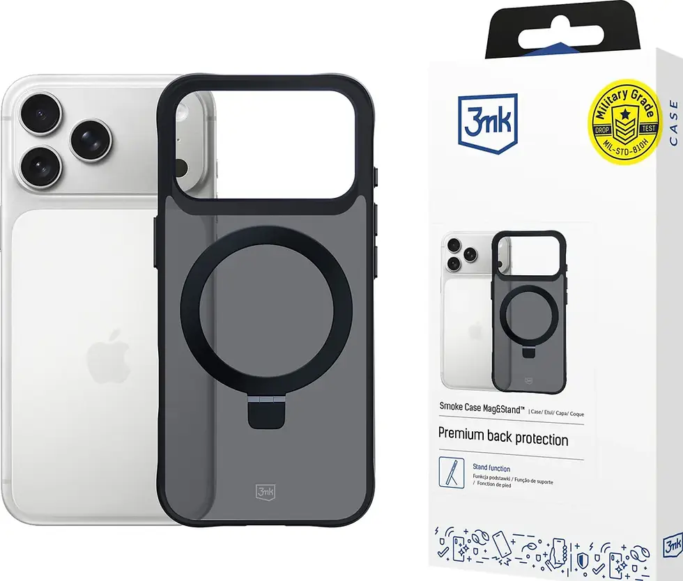 Miniature : Coque iPhone 17 Pro MagSafe 3mk - Smoke Case MagStand - Mageek Store - Revendeur Agrée Apple - Tunisie