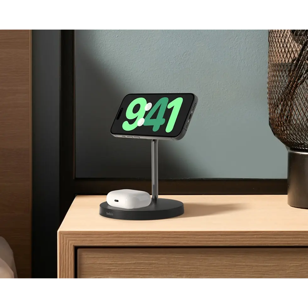 Chargeur sans fil Belkin 2-en-1 pour iPhone et Airpods - Mageek Store Revendeur Agrée Apple en Tunisie