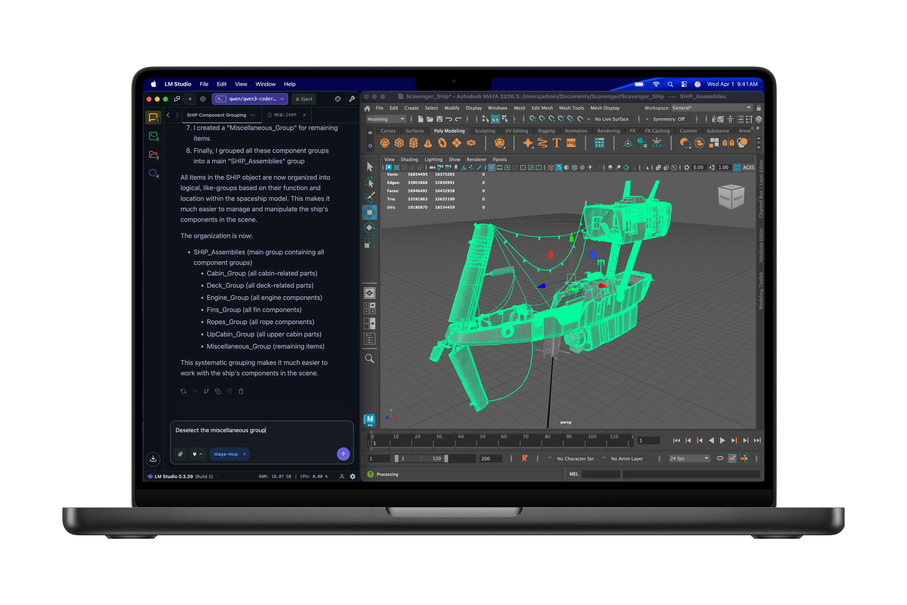Un MacBook Pro affiche un écran LM Studio.