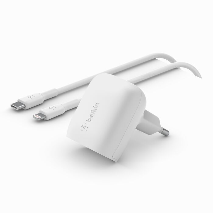 Chargeur Belkin secteur USB-C (20 W) avec câble USB-C vers Lightning