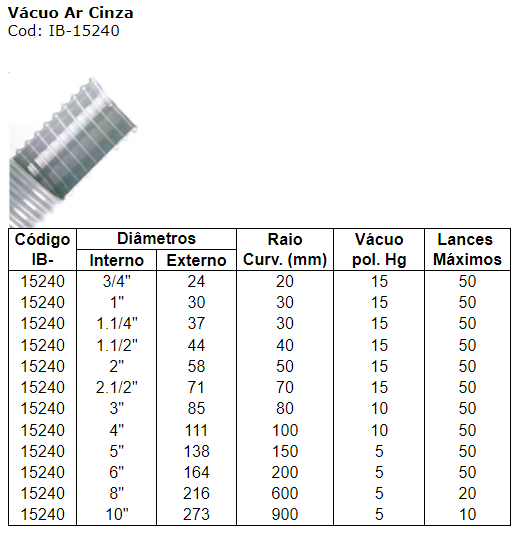 Miniatura: Tubo para Vácuo de Ar Cinza