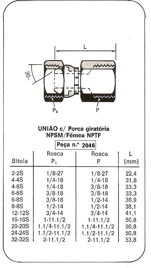 Miniatura: Adaptador Reto - Femea Giratória NPSM x Femea NPTF