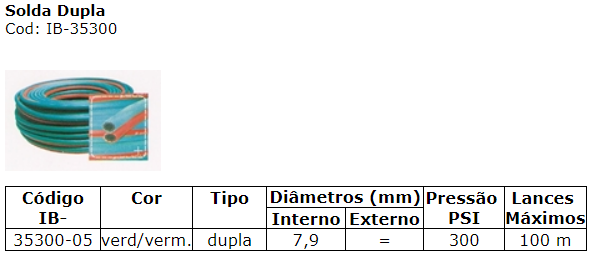 Miniatura: Mangueira para Solda Dupla