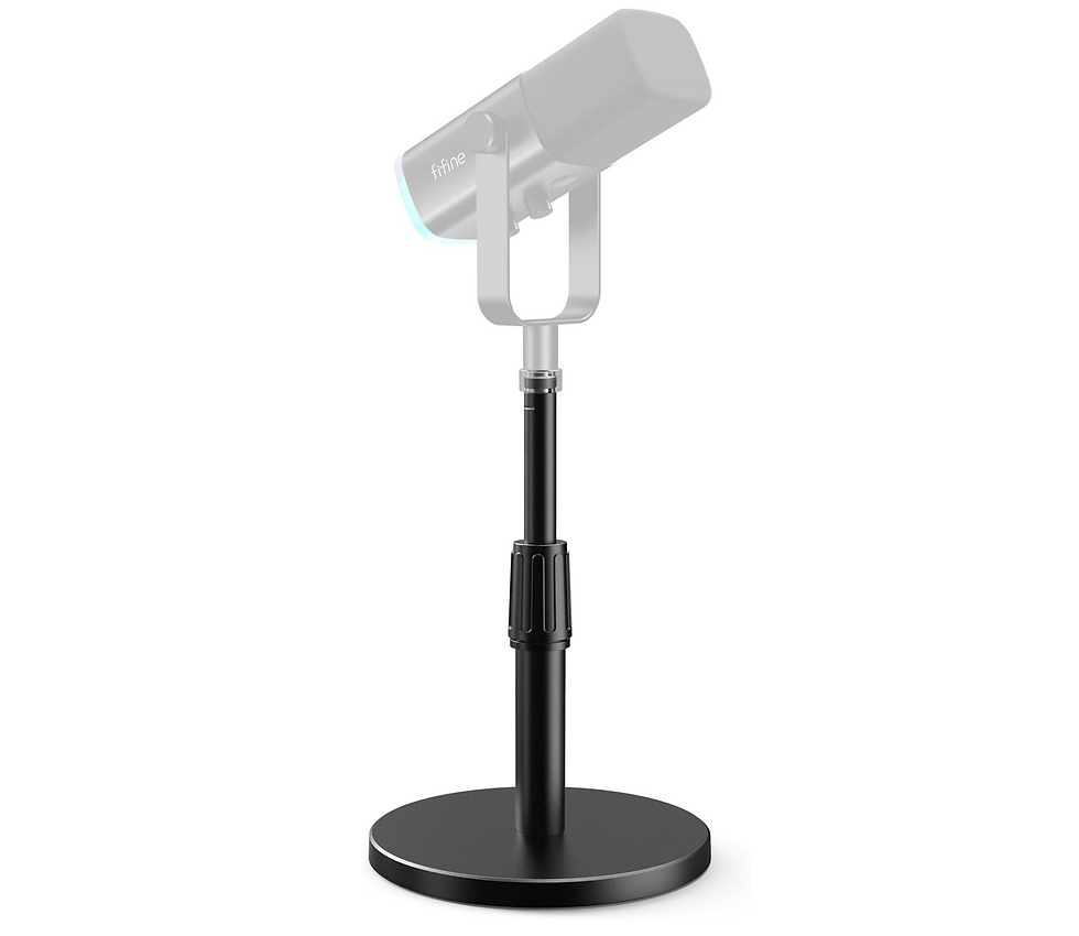 Adjustable Fifine BS1 mic stand with a sturdy base, perfect for secure microphone placement in studio settings.